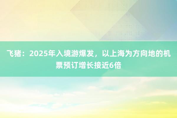飞猪:2025年入境游爆发,以上海为方向地的机票预订增长接近6倍